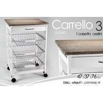 CARRELLO LEGNO C-CASSETTO 47x37 H76