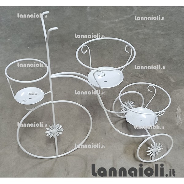 PORTAVASO FERRO BICICLETTA 3 POSTI BIANCO