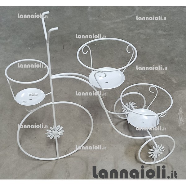 PORTAVASO FERRO BICICLETTA 3 POSTI BIANCO 