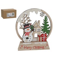 SFERA LEGNO SCENA NATALIZIA CM.16