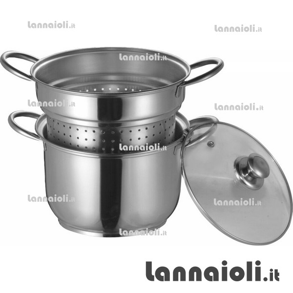 SPAGHETTIERA INOX COP.VETRO CM.22 SPAGHETTIERA INOX COP.VETRO CM.22