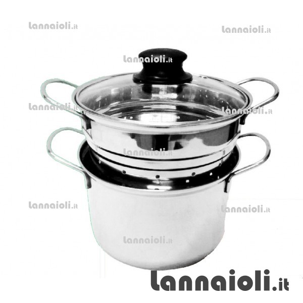 SPAGHETTIERA INOX COP.VETRO CM.16 SPAGHETTIERA INOX COP.VETRO CM.16