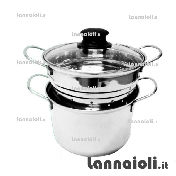 SPAGHETTIERA INOX COP.VETRO CM.16 