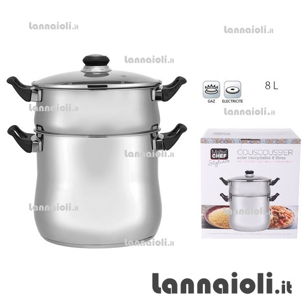 VAPORIERA COUSCOUSSIERA INOX CM.22 lt.8 