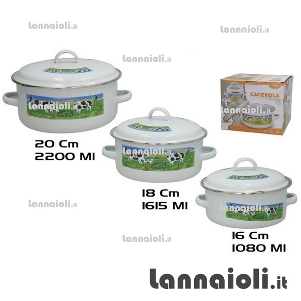 TRIS CASSERUOLE SMALTO C-C 16-18-20 TRIS CASSERUOLE SMALTO C-C 16-18-20