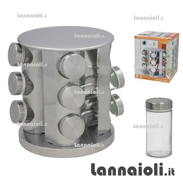 PORTASPEZIE INOX 12 BARATTOLI 