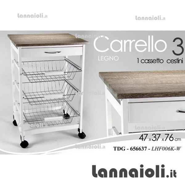 CARRELLO LEGNO C-CASSETTO 47x37 H76 