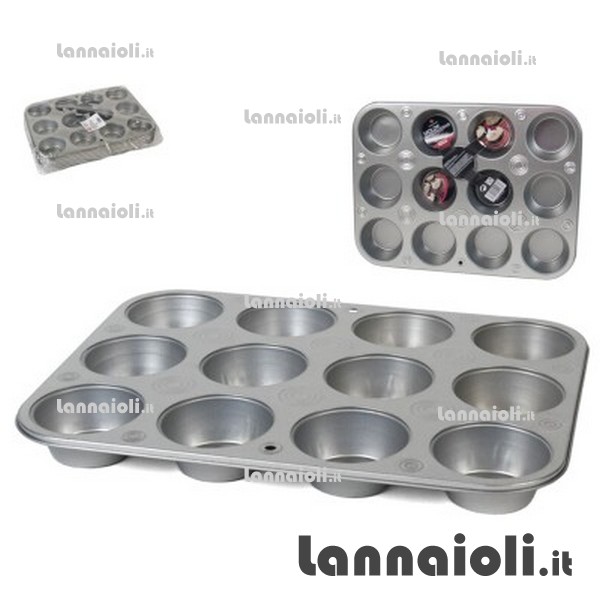 STAMPO MUFFIN 12 POSTI CM.27X36 ACCIAIO STAMPO MUFFIN 12 POSTI CM.27X36 ACCIAIO