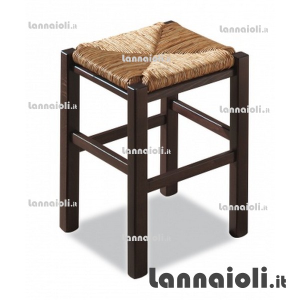 SGABELLO LEGNO IMPAGLIATO NOCE CM.45-50 