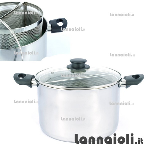 SPAGHETTIERA INOX CM.24 2 CESTI steel pan